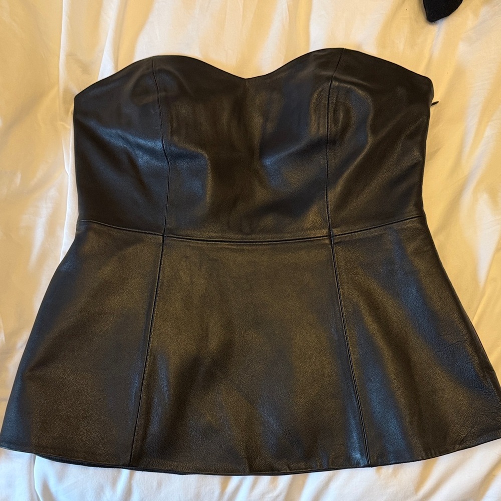 Zara Black Strapless Leather Top